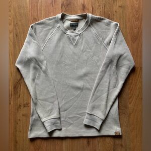 LL Bean Signature Slim Fit Heavy Waffle Thermal Shirt Mens Medium Beige